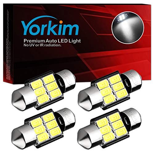 Product Cover Yorkim 31mm Festoon LED Bulbs White Super Bright LED Interior Car Lights Error Free CANBUS 6-SMD 5730 Chipsets, DE3175 LED Bulb, DE3022 LED, 3175 LED Bulbs - Pack of 4