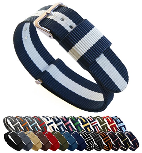 Product Cover 20mm Navy/Ivory Standard Length- BARTON Watch Bands - Ballistic Nylon NATO Style Straps