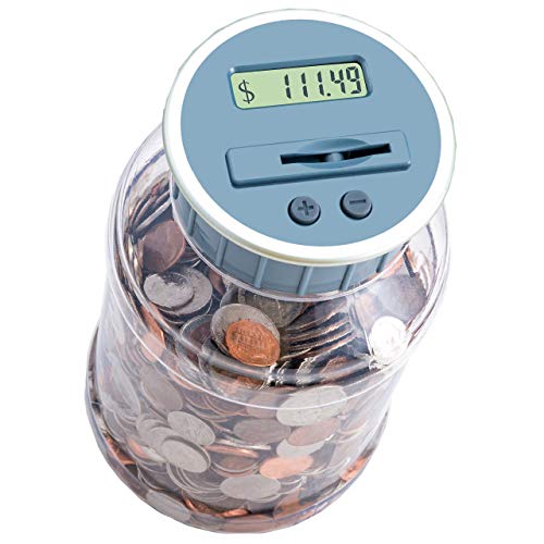 Product Cover M&R Digital Counting Coin Bank. Batteries Included! Personal Coin Counter/Money Counting jar, totals up Your Savings- Works with All U.S. Coins-in Retail Packaging.