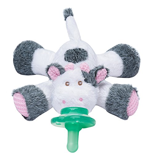 Product Cover Nookums Paci-Plushies Buddies - Cow Pacifier Holder - Adapts to Name Brand Pacifiers, Suitable for All Ages, Plush Toy Includes Detachable Pacifier