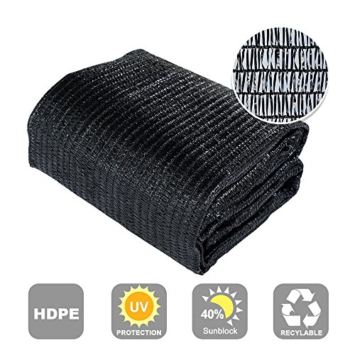 Product Cover Agfabric 40% Sunblock Shade Cloth Cover with Clips for Plants 6' X 20', Black