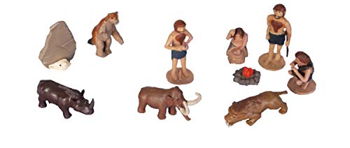 Product Cover Wild Republic Woolly Mammoth, Sabretooth Tiger, Woolly Rhinoceros, Caveman Figures, Ground Sloth, Kids Gifts, Ice Age Tube, 10-Piece