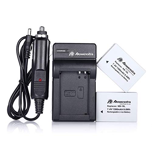 Product Cover Powerextra 2 Pack Replacement Canon NB-10L Battery and Charger for Canon PowerShot G1 X, G3 X, G15, G16, SX40 HS, SX50 HS, SX60 HS Digital Camera
