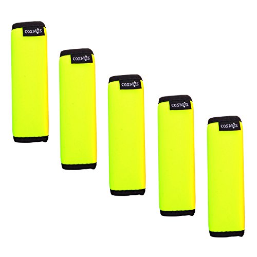 Product Cover Cosmos ® 5 Pieces Fluorescence Yellow Comfort Neoprene Handle Wraps/Grip/Identifier for Travel Bag Luggage Suitcase