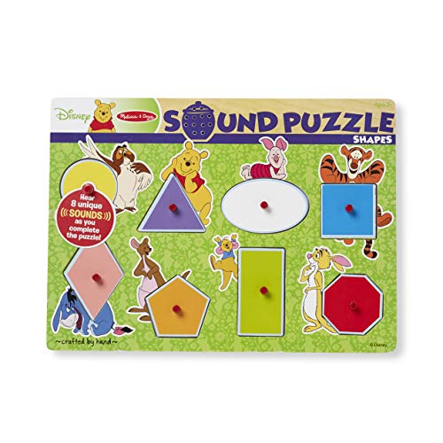 Product Cover Melissa & Doug Disney Winnie the Pooh Shapes Sound Puzzle - Wooden Peg Puzzle (8 pcs)
