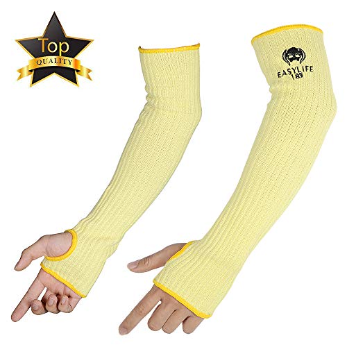 Product Cover Kevlar Arm Sleeves, Easylife185 Cut & Heat Proof Sleeve with Thumb Holes, 18 