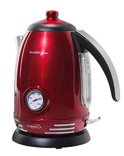 Product Cover Nostalgia RWK150 Retro Stainless Steel Electric Water Kettle, Holds 1.7 Liters, Auto-Shut Off & Boil-Dry Protection, 360-Degree Rotating Base, Water Level Indicator Window, Perfect For Tea