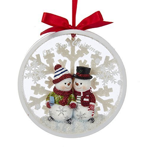 Product Cover Kurt Adler Snowman Couple Our 1st Christmas Together Disc Ornament - C8890
