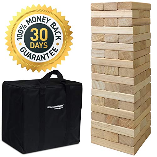 Product Cover EasyGoProducts 54Piece Giant Wood Block Stack & Tumble Tower Toppling Blocks Game- Great for Game Nights for Kids, Adults & Family-Storage Bag