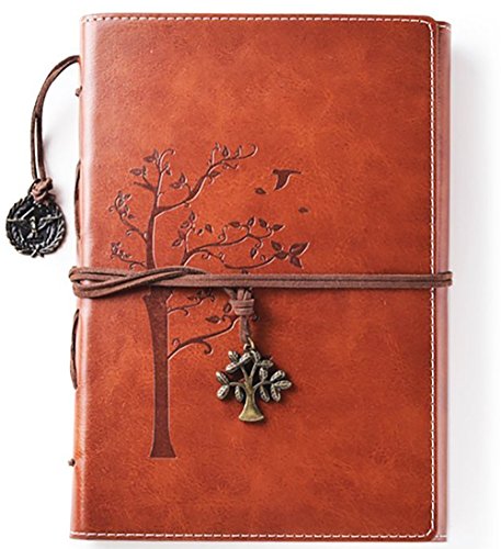 Product Cover Lined Refillable Vintage Writing Journal for Women, Retro Tree of Life Faux Leather Cover Notebook/Travel Diary,Wide Ruled Paper,Daily Use Gift for Bloggers/Teachers/Back to College Students