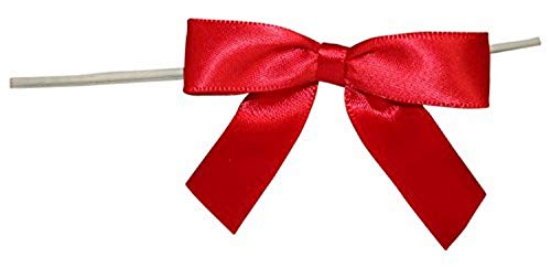 Product Cover Reliant Ribbon 5171-06503-2X1 Satin Twist Tie Bows - Small Bows, 5/8 Inch X 100 Pieces, Red