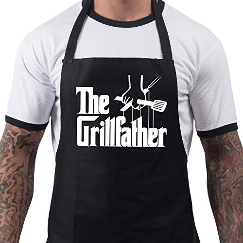 Product Cover BBQ Apron Funny Grill Aprons for Men The Grillfather Men's Grilling Gifts Black