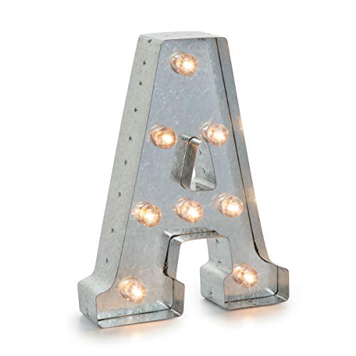 Product Cover Darice Silver Metal Marquee Industrial, Vintage Style Light Up Letter Includes an On/Off Switch, Perfect for Events or Home Décor (5915-702)