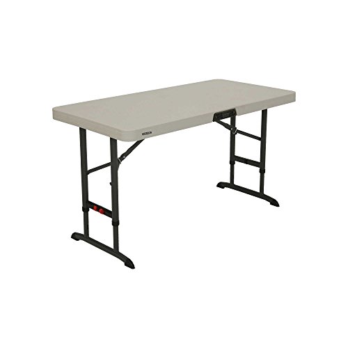 Product Cover Lifetime Products 80387 4-Foot Commercial Adjustable Folding Table, Almond