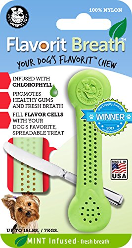 Product Cover Pet Qwerks Flavorit Mint Flavor Nylon Chew for Fresh Breath - Fillable Dog Bones for Aggressive Chewers, Tough Chewer Toys | Made in USA, FDA Compliant Nylon - for XSmall Dogs & Teething Puppies