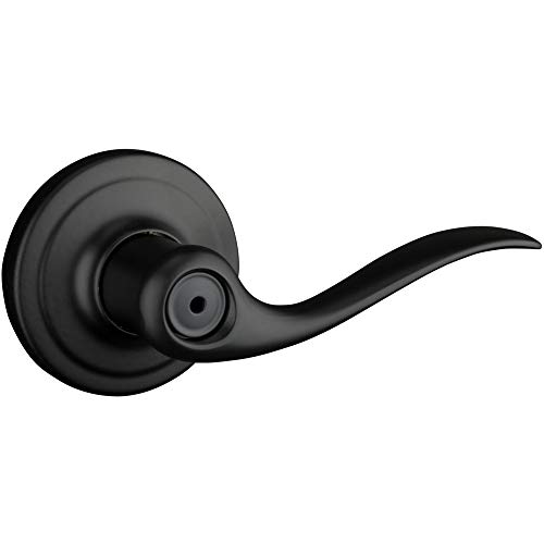Product Cover Kwikset 97300-860 Tustin Door Handle Lever with Traditional Wave Design for Home Bedroom or Bathroom Privacy in Iron Black