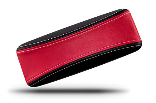 Product Cover Protective Glasses Case for Men and Women - Prevent Scratches on Your Glasses and Sunglasses - Premium Leather Felt Lined - 100% Satisfaction Guarantee - Red on Black with White Stitching