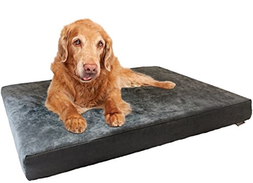 Product Cover Dogbed4less Orthopedic Dog Bed with Memory Foam for Medium Large Pet, Waterproof Liner, Washable Microsuede Gray Cover, 41X27X4 Inch (Fit 42X28 Crate)