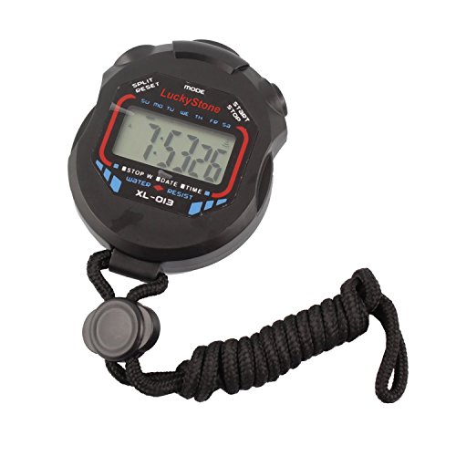 Product Cover LuckyStone Professional Digital Stopwatch Timer ,Handheld LCD Chronograph Water Resistant Stop Watch with Alarm Feature for Sports Fitness Coaches and Referees