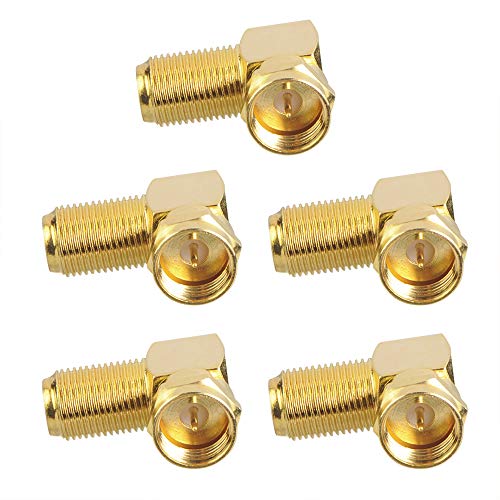 Product Cover VCE 5-Pack Gold Plated Right Angle F-Type Coaxial RG6 Adapter