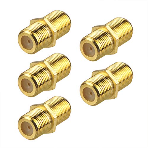 Product Cover VCE 5-Pack Gold Plated F-Type Coaxial RG6 Connector,Cable Extension Adapter