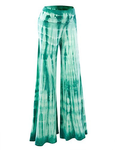 Product Cover Made By Johnny Women's Solid/Tie-Dye Casual Comfy Wide Leg Palazzo Lounge Pants Gaucho (S~3XL)