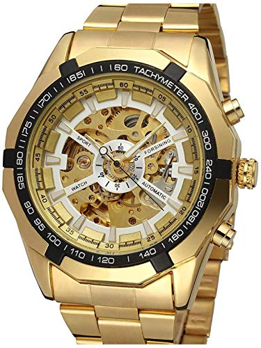 Product Cover Fanmis Mens Skeleton Watches Luxury Automatic Watch with Stainless Steel Bracelet Wrist Watch
