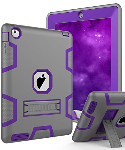 Product Cover TOPSKY iPad 2 Case,iPad 3 Case,iPad 4 Case,iPad 2/3/4 Kids Proof Case,Heavy Duty Shockproof Rugged Kickstand Protective Cover Case for iPad 2nd/3rd/4th Generation Retina(A1416/A1458) Grey Purple