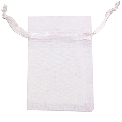 Product Cover ATCG 100pcs 8x12 Inches Large Drawstring Organza Bags Decoration Festival Wedding Party Favor Gift Candy Toys Pouches (White)