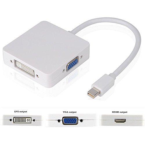 Product Cover TOPOINT 3 in 1 Mini Displayport DP Thunderbolt to HDMI DVI VGA Adapter Converter Cable for MacBook Air, Old MacBook/MacBook Pro Before Mid 2015