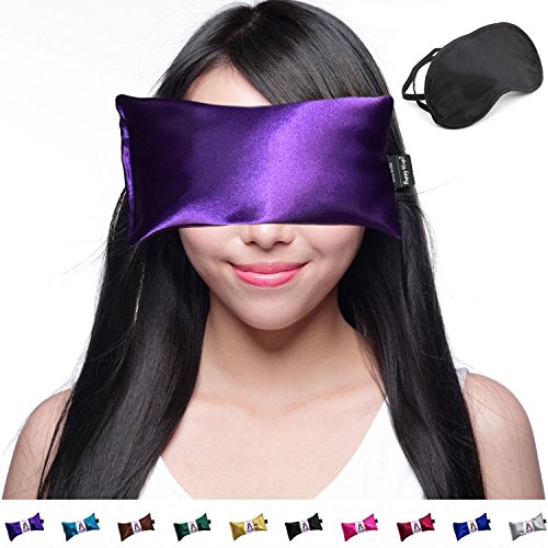 Product Cover Happy Wraps Lavender Eye Pillow - Weighted Hot Cold Aromatherapy Lavender Eye Pillows for Yoga Sleeping Migraines Pain Stress Relief - Gifts for Christmas, Employees, Women - Free Eye Mask - Amethyst