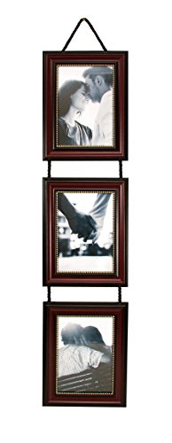 Product Cover kieragrace Vertical Lucy Collage Picture Frames on Hanging Ribbon (Set of 3), 5  by  7 Inch, Dark Brown with Gold Beading