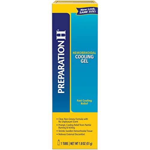 Product Cover Preparation H (1.8 Ounce, 1 Tube per Box) Hemorrhoid Symptom Treatment Cooling Gel, Fast Discomfort Relief with Vitamin E and Aloe, Tube