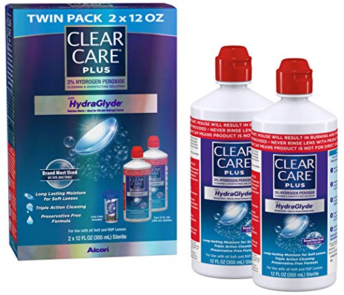 Product Cover Clear Care Plus Cleaning and Disinfecting Solution with Lens Case, Twin Pack, 12-Ounces Each