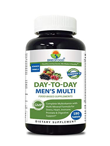 Product Cover Brieofood Mens Multivitamin 180 Tablets, Food Based Daily Multivitamin for Men Made with Vegetable Source Omegas, probiotics and Herbal Blends
