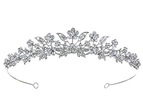 Product Cover Bridal Floral Rhinestone Crystal Prom Wedding Tiara Crown T975