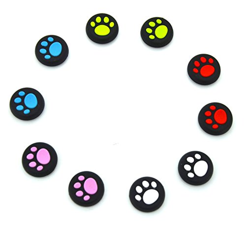 Product Cover yueton 5 Pairs Replacement Cat Pad Style Silicone Analog Controller Joystick Thumb Stick Grip Cap Cover for Sony Playstation 4 Controller