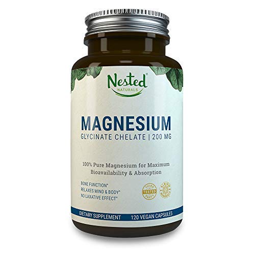 Product Cover Magnesium GLYCINATE CHELATE 200 mg | Non-Laxative, High Absorption Vegan Capsules | Bioavailable Caps for Tension, Muscle Cramps, Stress Relief & Sleep | Non GMO Chelated Bisglycinate Supplement