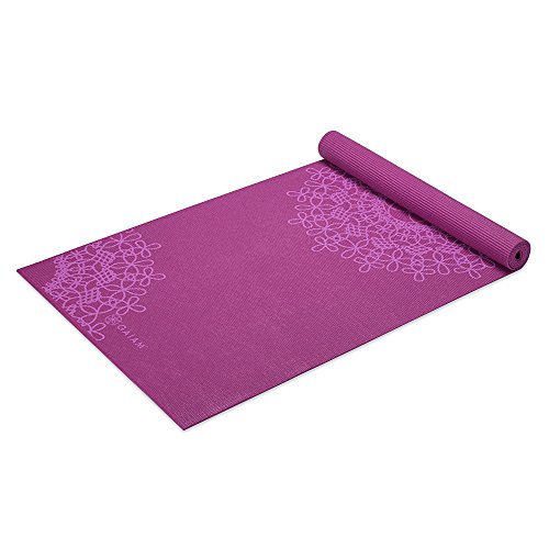 Product Cover Gaiam Yoga Mat Classic Print Non Slip Exercise & Fitness Mat for All Types of Yoga, Pilates & Floor Workouts, Purple Medallion, 4mm
