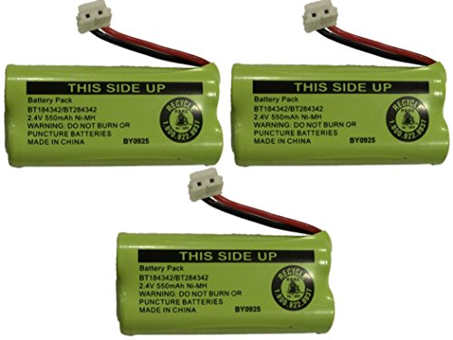Product Cover JustGreatDealz Battery BT184342 / BT284342 for at&T Vtech GE RCA and Clarity Phones 2.4V 550mAh Ni-MH (3-Pack)