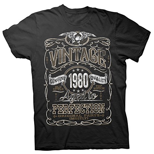 Product Cover 40th Birthday Gift Shirt - Vintage Aged to Perfection 1980 - Black-001-Lg