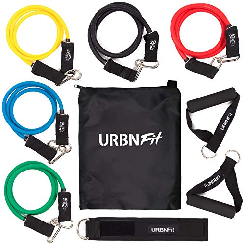 Product Cover URBNFit Resistance Bands Set (12 Piece) Includes Door Anchor, Ankle & Wrist Strap, Exercise Guide and Carrying Bag for Strengthening and Training (Pro Series)