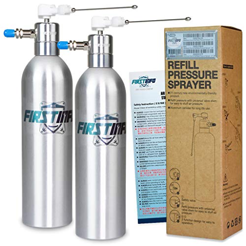 Product Cover FIRSTINFO Aluminum Can Pneumatic/Manual Compressed Refillable Fluid Oil Pressure Storage Sprayer with 2 Way Nozzles for Stream and Mist Spraying, Pack of 2