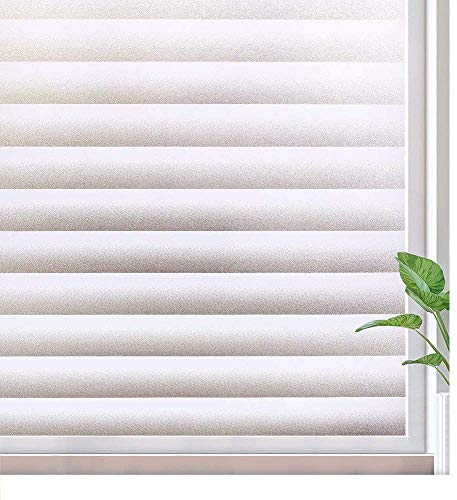 Product Cover rabbitgoo Privacy Window Film Non Adhesive Frosted Glass Film for Bathroom, Static Cling Removable Window Sticker for Home Security, Anti-UV Opaque Window Covering, Blinds Pattern, 35.4 x 78.7 inches