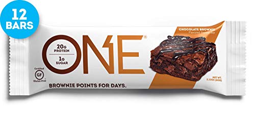 Product Cover ONE Protein Bars, Chocolate Brownie, Gluten Free Protein Bars with 20g Protein and only 1g Sugar, Guilt-Free Snacking for High Protein Diets, 2.12 oz (12 Pack)