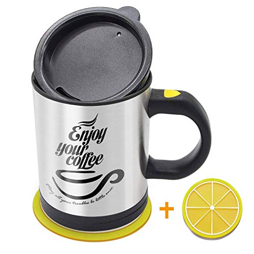 Product Cover AZFUNN Self Stirring Coffee Mug - Self Stirring, Electric Stainless Steel Automatic Self Mixing Cup and Mug- Cute & Funny, Best for Morning, Travelling, Home, Office, Men and Women