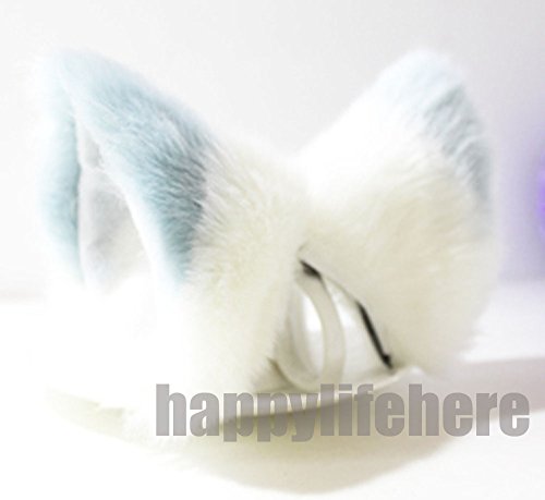 Product Cover Cat Fox Ears Kitty Costume Halloween Cosplay Fancy Dress Mixed Color Kits (Light blue with white)
