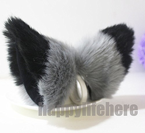 Product Cover Cat Fox Ears Kitty Costume Halloween Cosplay Fancy Dress Black with gray Kits