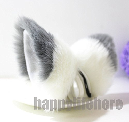 Product Cover Cat Fox Ears Kitty Costume Halloween Cosplay Fancy Dress gray with white Kits