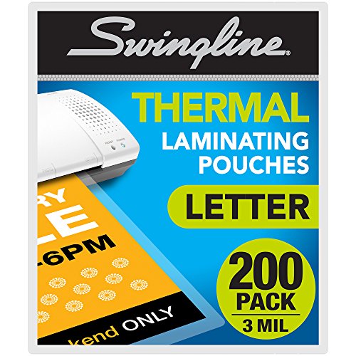Product Cover Swingline Thermal Laminating Pouch, Letter Size, Standard Thickness, 200/Pack (3202062)